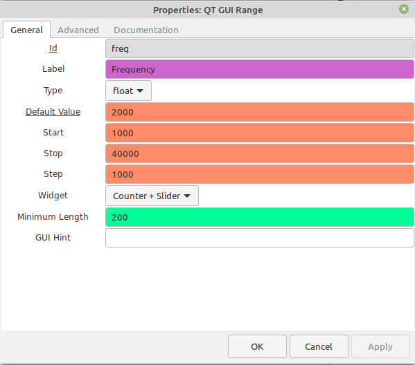 QT GUI Range